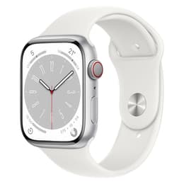 Apple Watch (Series 8) 2022 GPS + Cellular 45 mm - Alluminio Argento - Cinturino Sport Bianco