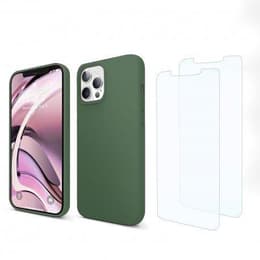 Cover iPhone 13 Pro Max e 2 schermi di protezione - Silicone - Verde