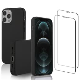 Cover iPhone 12 Pro Max e 2 schermi di protezione - Silicone - Nero