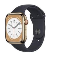 Apple Watch Series 8 (2022) GPS + Cellular 41 mm - Acciaio inossidabile Oro - Cinturino Sport Nero