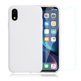 Cover iPhone XR e 2 schermi di protezione - Silicone - Bianco
