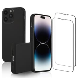 Cover iPhone 15 Pro e 2 schermi di protezione - Silicone - Nero