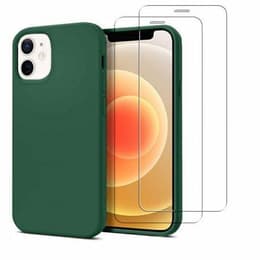 Cover iPhone 12 mini e 2 schermi di protezione - Silicone - Verde
