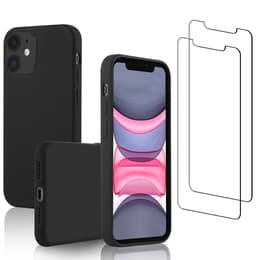 Cover iPhone 11 e 2 schermi di protezione - Silicone - Nero