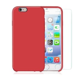 Cover iPhone 6 Plus/6S Plus e 2 schermi di protezione - Silicone - Rosso