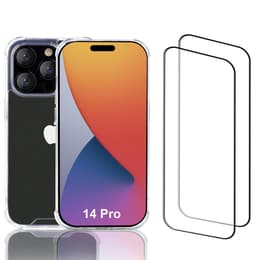 Cover iPhone 14 Pro e 2 schermi di protezione - Plastica riciclata - Trasparente