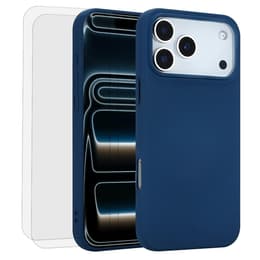 Cover iPhone 17 Pro e 2 schermi di protezione - Silicone - Blu