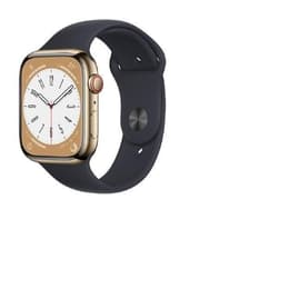Apple Watch Series 8 (2022) GPS + Cellular 45 mm - Acciaio inossidabile Oro - Cinturino Sport Nero