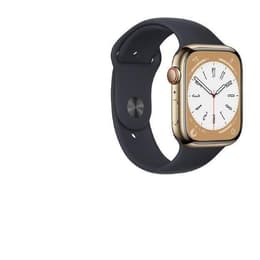 Apple Watch Series 8 (2022) GPS + Cellular 45 mm - Acciaio inossidabile Oro - Cinturino Sport Nero