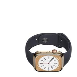 Apple Watch Series 8 (2022) GPS + Cellular 45 mm - Acciaio inossidabile Oro - Cinturino Sport Nero
