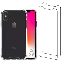 Cover iPhone X/iPhone XS e 2 schermi di protezione - Plastica riciclata - Trasparente