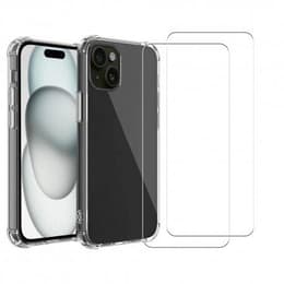 Cover iPhone 15 e 2 schermi di protezione - TPU - Trasparente