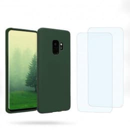 Cover Galaxy S9 e 2 schermi di protezione - Silicone - Verde