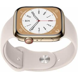 Apple Watch Series 8 (2022) GPS + Cellular 45 mm - Acciaio inossidabile Oro - Cinturino Sport Bianco