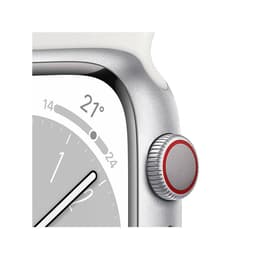 Apple Watch Series 8 (2022) GPS + Cellular 41 mm - Acciaio inossidabile Argento - Cinturino Sport Bianco
