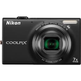 Macchina fotografica compatta CoolPix S6100 - Nero + Nikon Nikkor 7x Wide Optical ED VR f/3.7-5.6