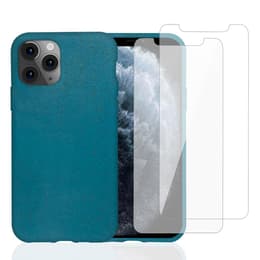 Cover iPhone 11 Pro e 2 schermi di protezione - Materiale naturale - Blu