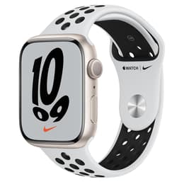 Apple Watch (Series 7) 2021 GPS + Cellular 45 mm - Alluminio Galassia - Cinturino Nike Sport Bianco/Nero