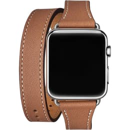 Apple Watch (Series 1) 2015 GPS 42 mm - Acciaio inossidabile Oro - Cinturino a maglie in pelle Marrone