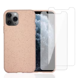 Cover iPhone 11 Pro e 2 schermi di protezione - Materiale naturale - Rosa