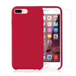 Cover iPhone 7 Plus/8 Plus e 2 schermi di protezione - Silicone - Rosso