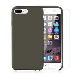 Cover iPhone 7 Plus/8 Plus e 2 schermi di protezione - Silicone - Verde oliva