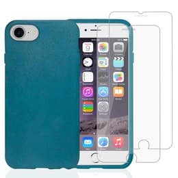Cover iPhone SE (2022/2020)/8/7/6/6S e 2 schermi di protezione - Materiale naturale - Blu