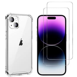 Cover iPhone 15 e 2 schermi di protezione - TPU - Trasparente