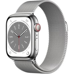 Apple Watch (Series 8) 2022 GPS + Cellular 41 mm - Acciaio inossidabile Argento - Loop in maglia milanese Argento
