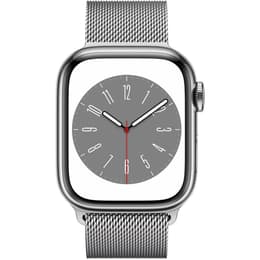 Apple Watch Series 8 (2022) GPS + Cellular 41 mm - Acciaio inossidabile Argento - Loop in maglia milanese Grigio