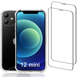 Cover iPhone 12 mini e 2 schermi di protezione - Plastica riciclata - Trasparente