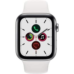 Apple Watch Series 5 (2019) GPS + Cellular 44 mm - Acciaio inossidabile Argento - Cinturino Sport Bianco