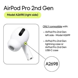 Apple Auricolare destro (Lightning MagSafe) - AirPods Pro 2a generazione (2022) - Bianco (A2698)