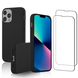 Cover iPhone 13 Pro Max e 2 schermi di protezione - Silicone - Nero
