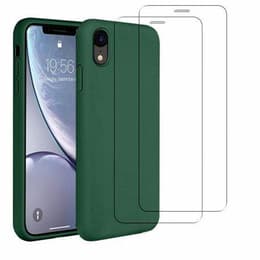 Cover iPhone XR e 2 schermi di protezione - Silicone - Verde