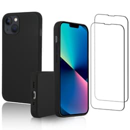 Cover iPhone 13 mini e 2 schermi di protezione - Silicone - Nero