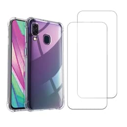 Cover Galaxy A40 e 2 schermi di protezione - TPU - Trasparente
