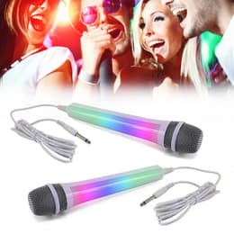 Pack Karaoké 2 Microphones filaires dynamiques - White - Effet lumineux Disco - MR ENTERTAINER G158BG Accessori audio