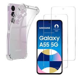 Cover Galaxy A55 5G e 2 schermi di protezione - TPU - Trasparente