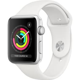Apple Watch (Series 3) 2017 GPS + Cellular 42 mm - Acciaio inossidabile Argento - Cinturino Sport Bianco