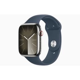 Apple Watch Series 9 (2023) GPS + Cellular 41 mm - Acciaio inossidabile Argento - Cinturino Sport Blu