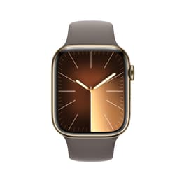 Apple Watch Series 9 (2023) GPS + Cellular 45 mm - Acciaio inossidabile Oro - Cinturino Sport Nero