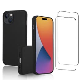 Cover iPhone 15 e 2 schermi di protezione - Silicone - Nero