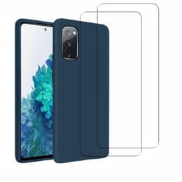 Cover Galaxy S20 FE e 2 schermi di protezione - Silicone - Blu navy