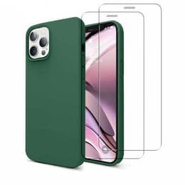 Cover iPhone 12/12 Pro e 2 schermi di protezione - Silicone - Verde