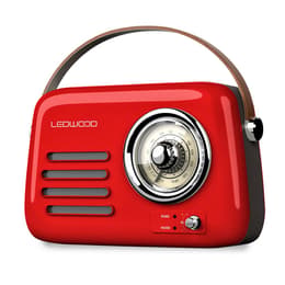 Radio Rétro portable Ledwood ALMA, FM, Bluetooth 5.3 Entrée USB, Puissance 3W - Batterie 3,7V-1500mAh - Retro Vintage - Rouge Radio