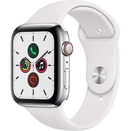 Apple Watch (Series 5) Settembre 2019 44 mm - Acciaio inossidabile Argento - Cinturino Sport Bianco