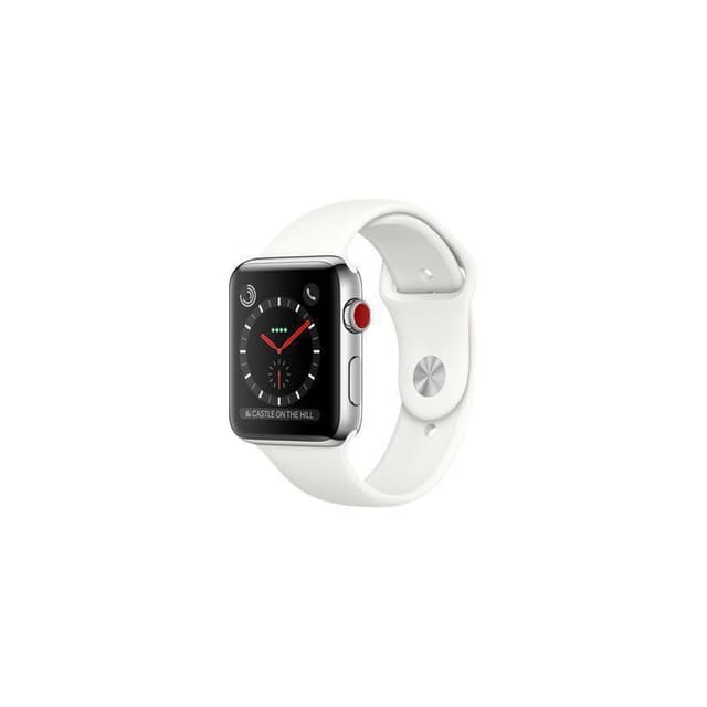 Apple Watch (Series 3) 38 mm - Acciaio inossidabile Argento - Cinturino Sport Bianco