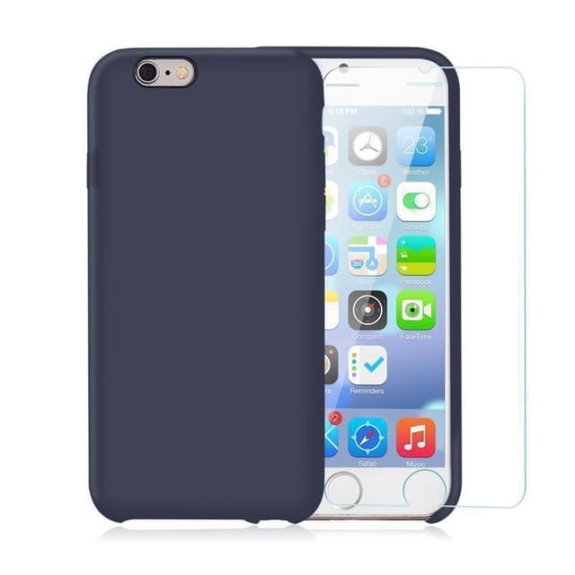 Cover e 2 schermi di protezione iPhone 6 Plus/6S Plus - Silicone - Blu