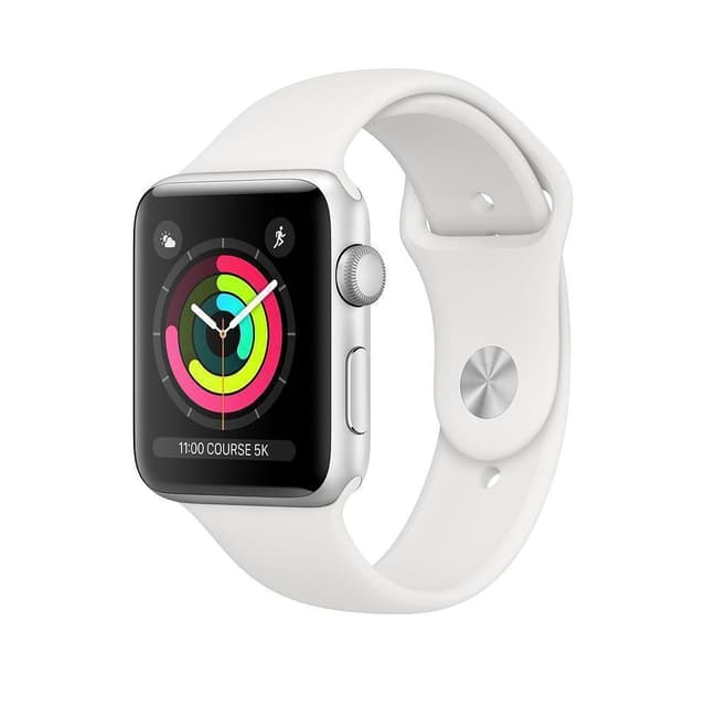 Apple Watch (Series 3) GPS 38 mm - Alluminio Argento - Cinturino Sport Bianco